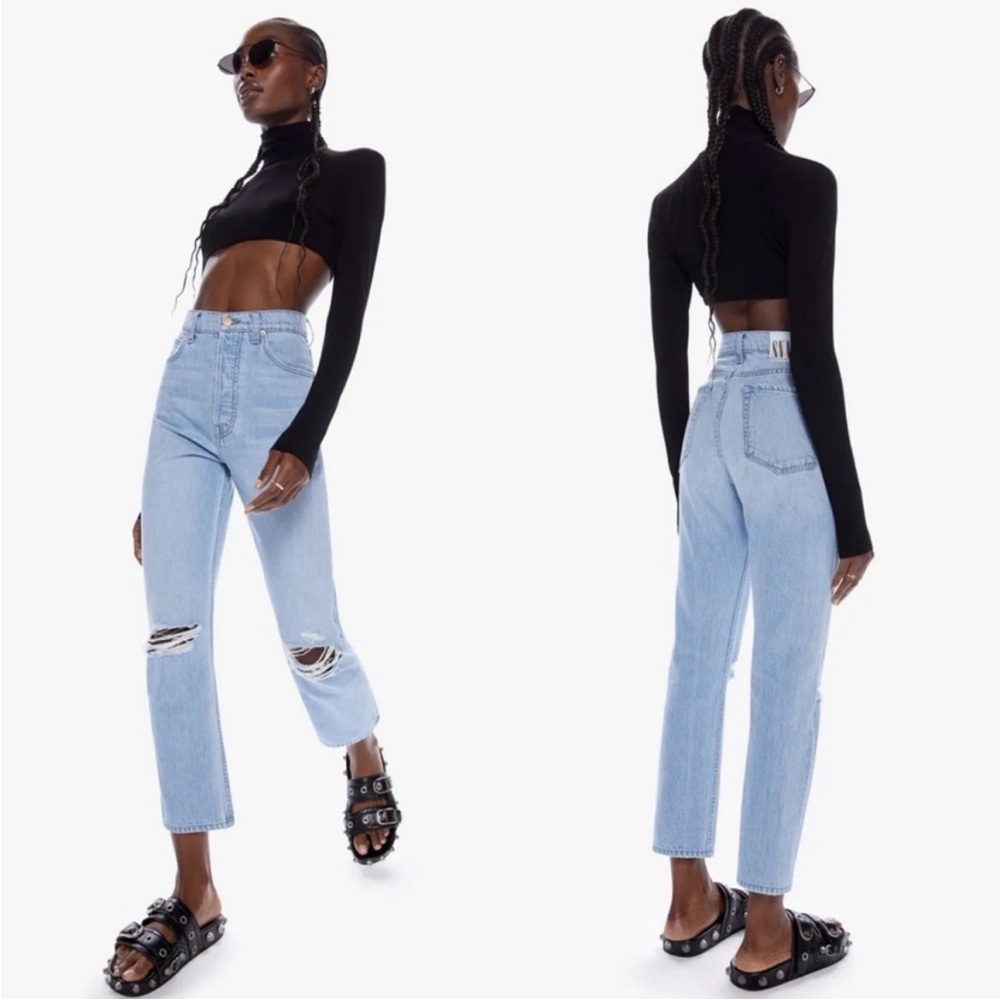 NWT MOTHER Denim SNACKS Tippy Top Sweet Tooth High Waist Straight Jean 33